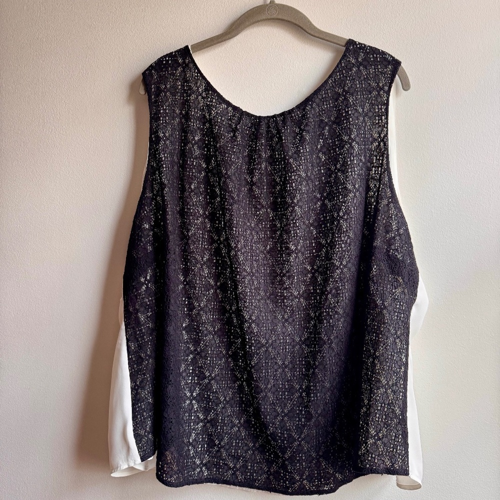 The Limited Womens Black Lined Lace Overlay Sleeveless Tank Blouse Size 2X